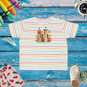 Building Blocks Tee - Vibrant Playful Cartoon Cotton Top - Dipaliz - Rainbow Stripe / 2t - T-shirts