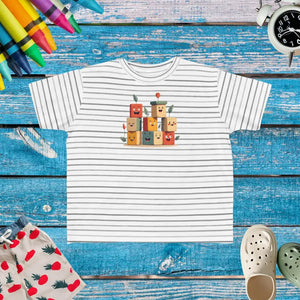Building Blocks Tee - Vibrant Playful Cartoon Cotton Top - Dipaliz - Shadow Stripe / 2t - T-shirts