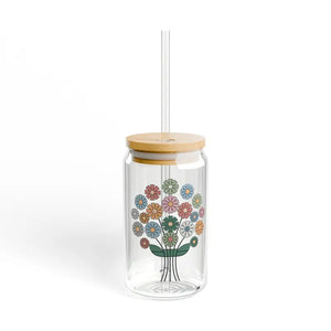 Sipper Glass with Bamboo Lid and Tritan Straw 16oz - Dipaliz - Tumblers