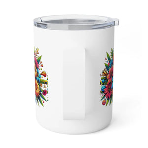 White Blossom Bliss Insulated Mug - Stainless 10oz - Dipaliz - Mugs