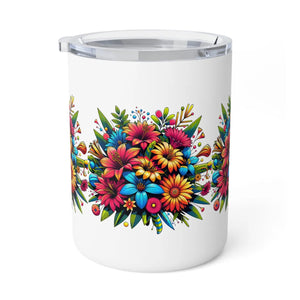 White Blossom Bliss Insulated Mug - Stainless 10oz - Dipaliz - Mugs