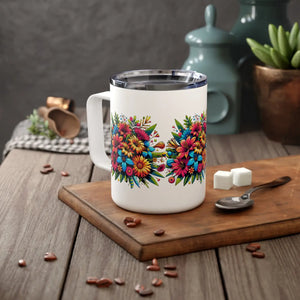 White Blossom Bliss Insulated Mug - Stainless 10oz - Dipaliz - Mugs