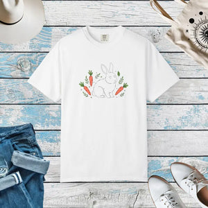 Cute Minimal Easter Bunny Carrots Tee - Soft Rabbit Shirt - Dipaliz - White / s Gifts Online