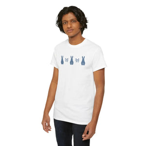Minimal Bunny Lineup Tee - Soft Cotton Casual - Dipaliz - T-shirts