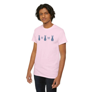 Minimal Bunny Lineup Tee - Soft Cotton Casual - Dipaliz - T-shirts
