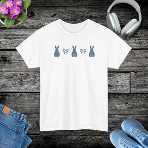 Minimal Bunny Lineup Tee - Soft Cotton Casual - Dipaliz - T-shirts