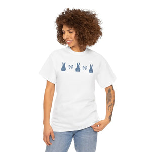 Minimal Bunny Lineup Tee - Soft Cotton Casual - Dipaliz - T-shirts