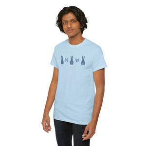 Minimal Bunny Lineup Tee - Soft Cotton Casual - Dipaliz - T-shirts
