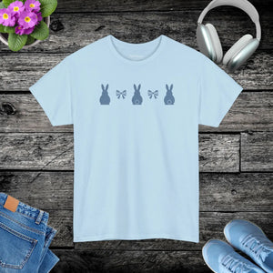 Minimal Bunny Lineup Tee - Soft Cotton Casual - Dipaliz - T-shirts