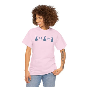 Minimal Bunny Lineup Tee - Soft Cotton Casual - Dipaliz - T-shirts
