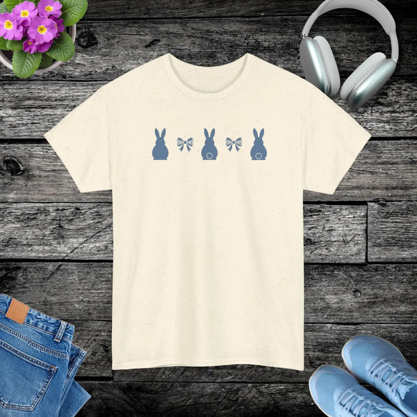 Bunny Lineup Tee, Minimal Blue Silhouette T-shirt - Natural / s