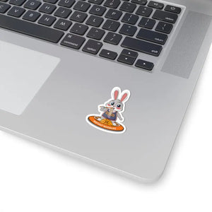 Kiss-cut Stickers - Bunny Eating Instant Noodles Design - Dipaliz - 2’’ × / White - Paper Products