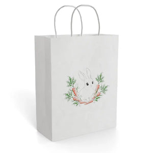 Paper Gift Bag - Hand-drawn Bunny Rabbit Design - Dipaliz - 8’’ x 10.25’’ / White / Gifts Online