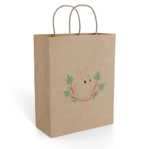 Paper Gift Bag - Hand-drawn Bunny Rabbit Design - Dipaliz - 8’’ x 10.25’’ / Kraft / Gifts Online