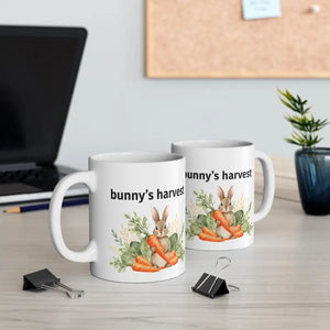 11oz Cute Rabbit Harvest Mug - Whimsical Garden Design - Dipaliz