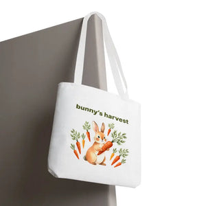 Harvest Tote Bag - Cute Easter Bunny Carrots Canvas - Dipaliz - 13’’ × / White Gifts Online
