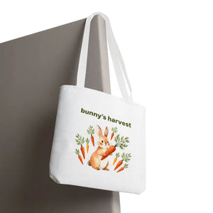 Harvest Tote Bag - Cute Easter Bunny Carrots Canvas - Dipaliz - 16’’ × / White Gifts Online