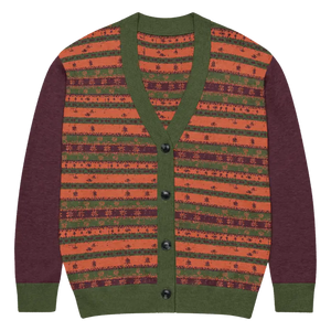 Burgundy Green Striped Cardigan - Cozy Layering Essential - Dipaliz - l - Cardigans