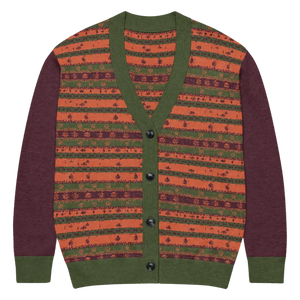 Burgundy Green Striped Cardigan - Cozy Layering Essential - Dipaliz - m - Cardigans