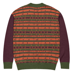 Burgundy Green Striped Jacquard Knit Cardigan - Dipaliz - Cardigans