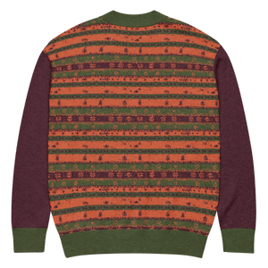 Burgundy Green Striped Jacquard Knit Cardigan - Dipaliz - Cardigans