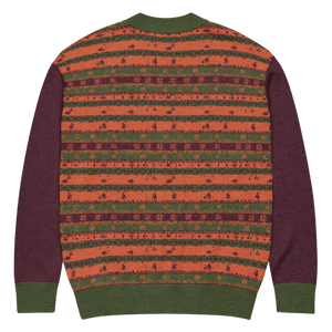 Burgundy Green Striped Jacquard Knit Cardigan - Dipaliz - Cardigans