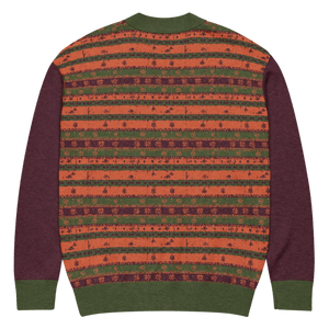 Burgundy Green Striped Jacquard Knit Cardigan - Dipaliz - Cardigans
