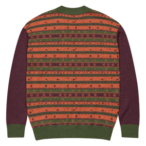 Burgundy Green Striped Jacquard Knit Cardigan - Dipaliz - Cardigans