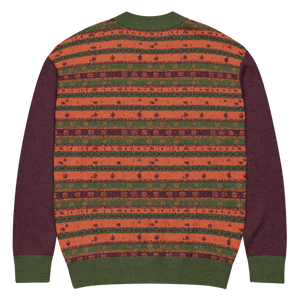 Burgundy Green Striped Jacquard Knit Cardigan - Dipaliz - Cardigans