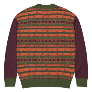 Burgundy Green Striped Jacquard Knit Cardigan - Dipaliz - Cardigans