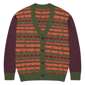 Burgundy Green Striped Cardigan - Cozy Layering Essential - Dipaliz - Xs - Cardigans