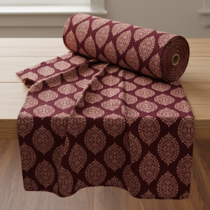 Burgundy medallion fabric bolt