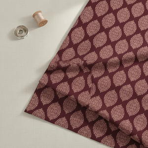 Burgundy medallion fabric flatlay