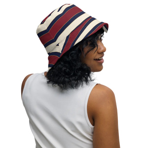 Burgundy Stripe Reversible Bucket Hat - Streetwear - Dipaliz - Hats