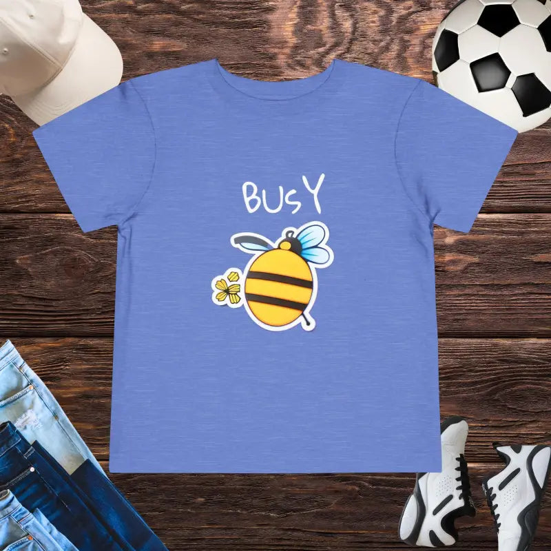 Busy Bee Short Sleeve Tee for Toddlers - Soft Cotton Comfort - Heather Columbia Blue / 2t Kids Clothes