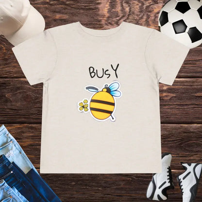 Busy Bee Short Sleeve Tee for Toddlers - Soft Cotton Comfort - Heather Dust / 2t Kids Clothes