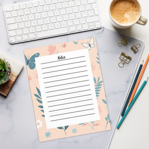 Vibrant Flowers Notepad - Stylish Butterflies Stationery - Dipaliz - Notepads