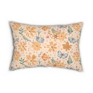 Butterflies and Flowers Lumbar Pillow - Spun Polyester - Dipaliz - 20’’ × 14’’ - Pillows