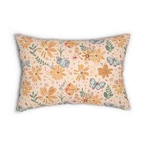 Butterflies and Flowers Lumbar Pillow - Spun Polyester - Dipaliz - 20’’ × 14’’ - Pillows