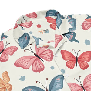 Eco Butterfly Moisture Wicking Recycled Polyester Button - Dipaliz - Shirts - 2xs