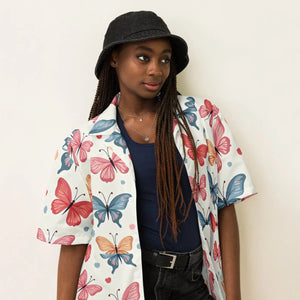 Eco Butterfly Moisture Wicking Recycled Polyester Button - Dipaliz - Shirts - 2xs