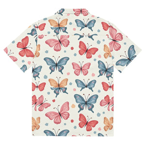 Eco Butterfly Moisture Wicking Recycled Polyester Button - Dipaliz - Shirts - 2xs
