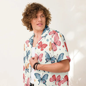 Eco Butterfly Moisture Wicking Recycled Polyester Button - Dipaliz - Shirts - 2xs