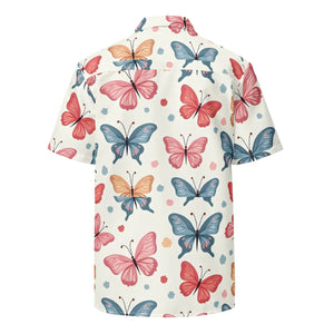 Eco Butterfly Moisture Wicking Recycled Polyester Button - Dipaliz - Shirts - 2xs