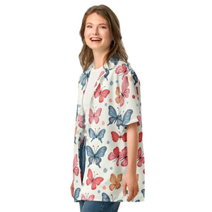 Eco Butterfly Moisture Wicking Recycled Polyester Button - Dipaliz - Shirts - 2xs