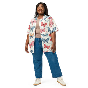 Eco Butterfly Moisture Wicking Recycled Polyester Button - Dipaliz - Shirts - 2xs