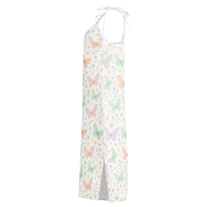 Butterflies Pattern Midi Dress Built-in Bra Support - Dipaliz - Dresses