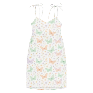 Butterflies Pattern Midi Dress Built-in Bra Support - Dipaliz - Dresses