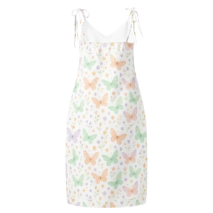 Butterflies Pattern Midi Dress Built-in Bra Support - Dipaliz - Dresses