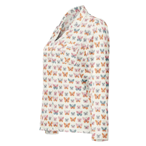 Long Sleeve Pajama Top Silky Butterfly Print Comfort - Dipaliz - Clothing Tops
